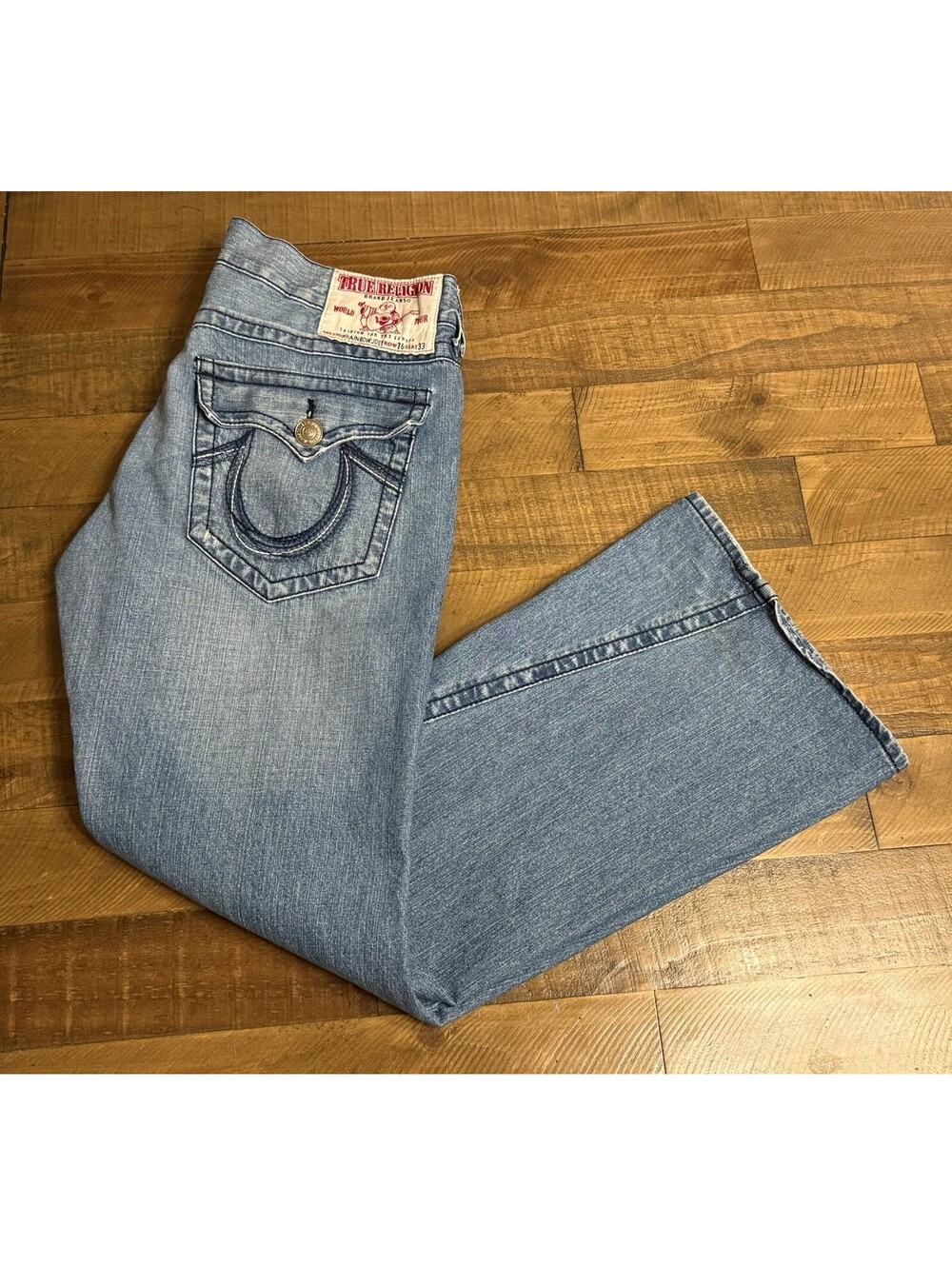 True Religion Rainbow Joey Jeans Size 36x33 Flared Bottom Vintage Y2K